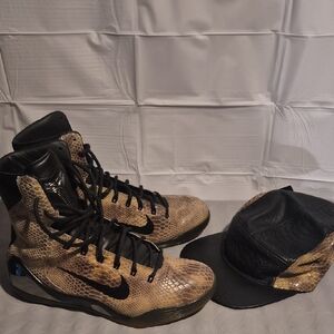 Kobe Beyant 9 High EXT Snakeskin Sneakers Size 10.5 Pre-owned No Box. Hat Is NWT